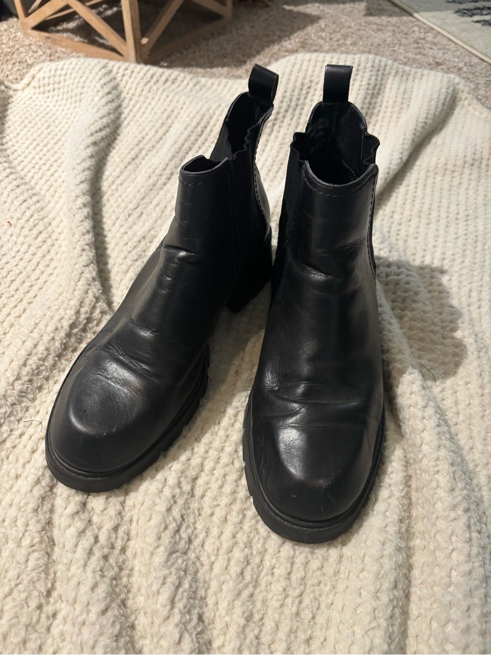 Classic Black Ankle Boots Men Size 9.5 Genuine Leather Vintage Y2K - Picture 6 of 8